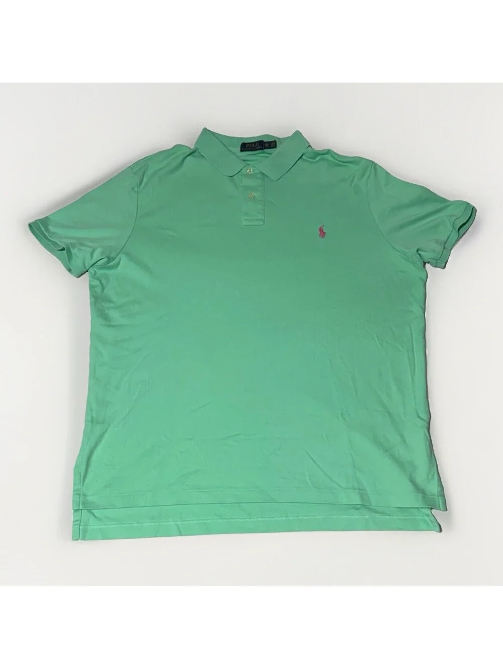 Polo Ralph Lauren Green Custom Slim Fit Pink Pony Polo Shirt Men’s Size XXL